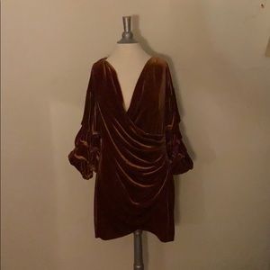 Velvet Brown Mini Dress